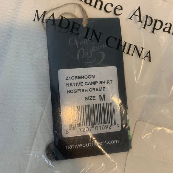 NATIVE OUTFITTERS Camp Shirt Size M New $99 Cream Ivory Hogfish Boating Water - Picture 9 of 10